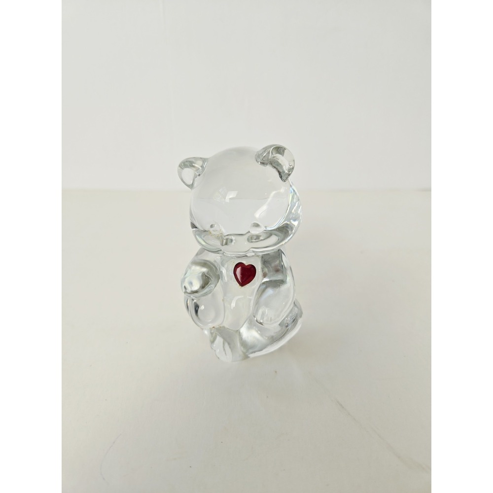 Fenton Art Glass clear bear rhinestone red heart birthday